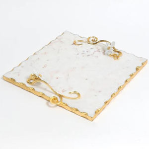 Bandeja Decorativa Rectangular de Madera con Diseño Impreso en Blanco y Dorado, Novedad de Diseño, Vajilla al por Mayor - Product Image 5