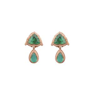 Pendientes Tradicionales Hechos a Mano en Plata 925 con Incrustaciones de Oro Antiguo y Jhumki Colgantes para Mujer, Modelo Gajaah Brillante - Product Image 2