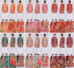 Luxury Purple Men’s Silk Kurta Tunic Hand Embroidered Floral Wedding Groom Wear Designer Short Ethnic Shirt Partywear Indian <b>Pak</b> - Product Image 4
