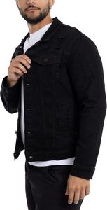 Veste en jean pour homme, noire, en coton délavé, col rabattu, manches régulières, style automne, fermeture boutonnée, coupe ajustée - Product Image 2