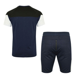 Conjunto deportivo de camiseta y pantalones cortos para hombre Ekin Impex, con bloques de color, tejido de punto de secado rápido, ropa informal de verano, cuello redondo. - Product Image 2