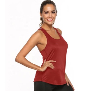 Camisetas sin mangas de algodón 65% poliéster 35% al por mayor, camisetas sin mangas de cuello redondo, Chaleco de Color sólido en blanco, camiseta sin mangas para mujer, camisetas sin mangas de Yoga - Product Image 2