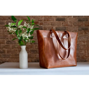 Genuine Leather <b>Tote</b> Bag Solid Color Minimalist Style Open Top Daily Use All Seasons Women's Handbag - Product Image 2