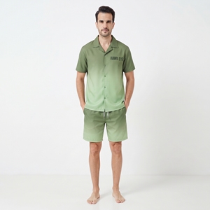 Men's Green Printed Shirt <b>Shorts</b> Two Piece Set Sublimation <b>Short</b> <b>Sleeve</b> <b>Button</b> <b>Up</b> Casual Summer Beach Vacation Wear - Product Image 1