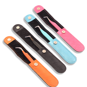 Bulk Leather Pouch Packing For Eyelash Tweezers Sustainable Steel Hair Plucking Tweezer Easy to Pickup Thin <b>Lashes</b> - Product Image 5