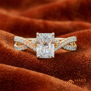 Luxury 14K Gold Radiant Shape Diamond Wedding <b>Ring</b> with <b>Split</b> Shank and Micro Pave Setting for Women - Product Image 1
