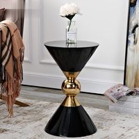 Table d'appoint de luxe noire en forme de cône, en métal plaqué or, pour salon, salle de séjour, bureau - Fournisseur indien