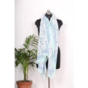 Pareo de Algodón Estampado a Mano Único de la India, Elegante Pareo para Mujer, Pañuelo de Playa, Chales Cómodos, Chales Tradicionales - Product Image 1