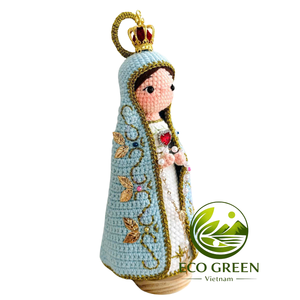 Muñeca de la Virgen María Hecha a Mano con Ganchillo, Figura Religiosa Católica con Rosario y Corona, Decoración Cristiana para Regalo - Product Image 6