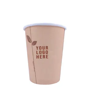Única parede papel Coffee Cup | Logotipo personalizado biodegradável PLA café papel copos para as partes | vários tamanhos