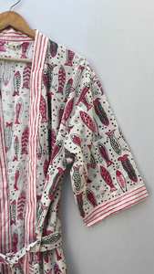 Bata Kimono de Algodón con Estampado Artesanal, Ligera, para Playa o Descanso - Product Image 3