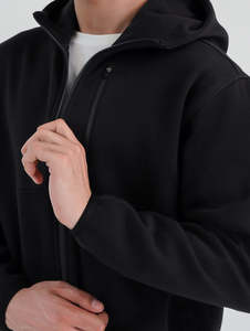 New Custom Embroidered Logo & Design <b>Black</b> Fleece Zipper Hoodies for <b>Men</b> Regular Fit Casual Warmth Winter Wear - Product Image 3