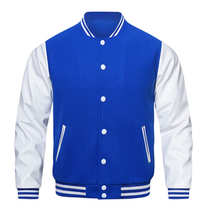 Custom Logo Outdoor Jackets OEM Customized Design Leather Fabric <b>Covered</b> <b>Buttons</b> Varsity Jackets For Men's - Product Image 1
