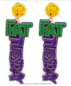 Pendientes de Aro Geométricos con Cuentas de Golf, Hechos a Mano, Personalizados, Bohemios, Bordados, con Cristales y Diamantes de Imitación, Regalo para Mujer, Joyería Deportiva al por Mayor - Product Image 4