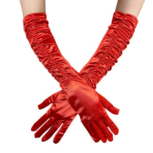 Guantes de satén arrugado de 45 cm de largo para mujer, ideales para bodas, fiestas, espectáculos o como guantes de novia. - Product Image 6