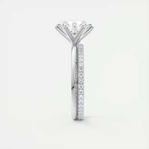 Anillo de compromiso solitario con borde de cuchilla y diamante redondo cultivado en laboratorio de 2.00 quilates en oro blanco de 14k - Product Image 5