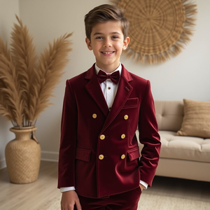 Boys Teal Blue Double Breasted 2 Piece Suit | <b>Kids</b> Wedding Suit | <b>Ring</b> Bearer Formal Blazer Set | Custom Made - Product Image 5