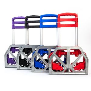 Carrello Pieghevole Portatile in Alluminio Viola, Carrello a Mano Richiudibile per Bagagli - Product Image 6