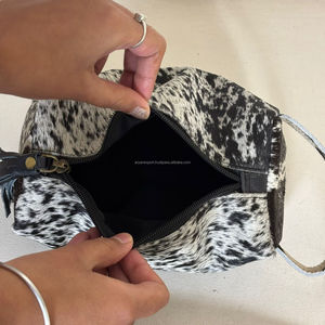 New Western Genuine Hair on Cowhide Leather Tassel Toiletry Bags Stylish Cosmetic Bags <b>for</b> <b>Makeup</b> <b>Storage</b> Travel Organizer Box - Product Image 6