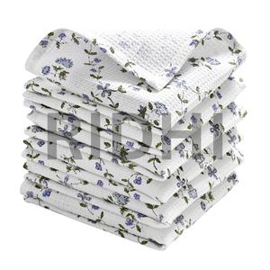 Essuie-vaisselle en coton gaufré bleu bébé Ridhi, fait main, imprimé au bloc, séchage rapide, absorbant, doux, écologique, réutilisable, pour la maison - Product Image 1