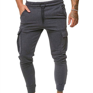 Men's Gray <b>Cargo</b> Jogger Pants Elastic Waist Multiple Pockets Casual Streetwear <b>Stretch</b> Sweatpants Autumn Wear - Product Image 4