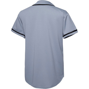 Heather Grey Baseball Jersey with Black Contrast Piping Custom Team Uniform Performance Button Down <b>Athletic</b> Wear - Product Image 4