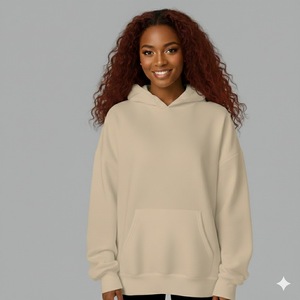 Sudadera con Capucha Minimalista para Mujer, Invierno, Color Sólido, Casual, Holgada, Uso Diario, 100% Algodón Felpa, Logotipo Frontal - Product Image 5