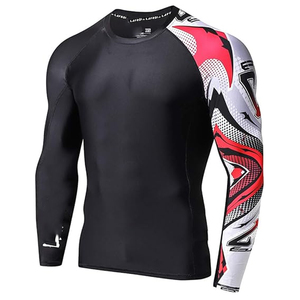 High Quality <b>Men</b> <b>Compression</b> <b>Shirt</b> Long Sleeve Rash Guard Graphic Print UV Protection OEM Bulk Supplier - Product Image 5
