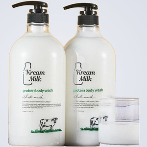 shower gel body wash 1000 ml <b>Cream</b> Milk Protein Body Wash <b>White</b> Musk Scent 1.1L 2 Pieces Made in Korea - Product Image 1