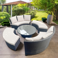 2025 Style moderne extérieur teck canapé ensemble osier rotin meubles pour jardin Patio arrière-cour piscine pour hôtels Villa