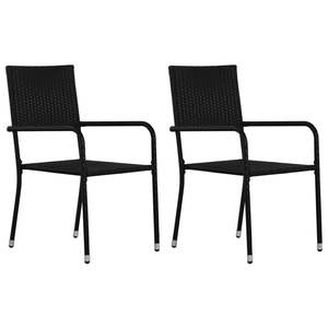 Ensemble de 2 chaises de jardin en rotin PE noir et acier - Product Image 1