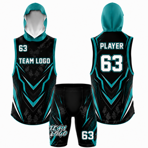 Conjunto de Uniforme de Fútbol 7v7 Sublimado Personalizado, Camiseta sin Mangas con Capucha, Pantalones Cortos de Compresión para Hombre, Jersey Transpirable de Secado Rápido - Product Image 5