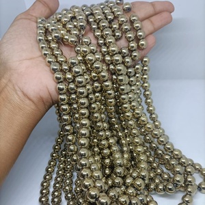 Natural Golden Pyrite Bead Strand Round Gemstone Crystal Beads Polished Loose Stone Wholesale - Product Image 1