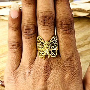 Latest Design Fairy <b>Ring</b> Boho Brass <b>Rings</b> For Women 18k Gold Plated Filigree Butterfly Angel <b>Statement</b> Jewelry Wholesale/OEM/ODM - Product Image 4