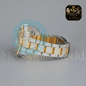 Iced Moissanite Quartz <b>Square</b> Dial Analog Stainless Steel 20mm Band Buckle Clasp Luxury Limited Edition Fashion <b>Watch</b> Unisex - Product Image 2