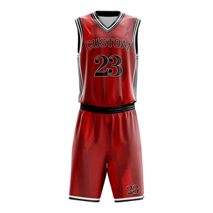 Ensemble de maillots de basket-ball personnalisés, imprimé camouflage rouge, sans manches, évacuation de l'humidité, 100% polyester, vêtements de sport pour hommes - Product Image 6