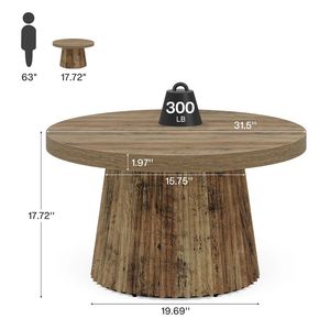 Round Coffee Table for Use As Center <b>Side</b> or Sofa Table - Product Image 6
