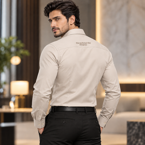 Khawaja Rafique Ullah Enterprises Men's <b>Blue</b> Embroidered <b>Dress</b> Shirt Full Sleeve Turn-down Collar Formal Cotton Anti-Wrin - Product Image 6