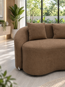 Sofá Curvo Cello Marrón de Emerald Sofa, Sofá Redondo Moderno y Contemporáneo para Sala de Estar o Estudio, Fabricante de Sofás con Tela Personalizada - Product Image 4