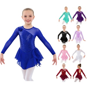 Body per balletto a manica lunga <span class=keywords><strong>Tutu</strong></span> <span class=keywords><strong>Ballerina</strong></span> latina con gonna Glitter abiti da ballo per ragazze - Product Image 5