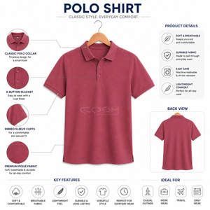 Polo pour homme avec logo personnalisé, rose poudré, coton et polyester, manches courtes, uni, OEM ODM, décontracté, pour le golf - Product Image 6