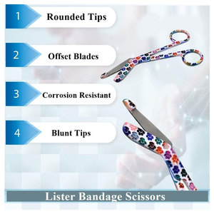 กรรไกรตัดผ้าพันแผลพยาบาลขนาด 5.5 นิ้ว และกรรไกรเย็บแผลขนาด 4.5 นิ้ว ชุด 2 ชิ้น ทำจากสแตนเลส สำหรับตัดผ้าพันแผลแบบมีกาวในตัว - Product Image 3