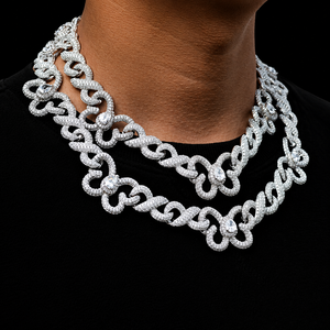 สร้อยคอฮิปฮอปดีไซน์โดดเด่น เครื่องประดับแฟชั่น เพชรโมอิสซาไนต์ VVS  แบบ Cuban Link พร้อมสร้อยเงินแท้ 925 สำหรับผู้ชาย - Product Image 3