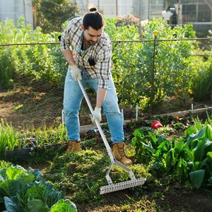 Rastrello da Giardino in Alluminio da 20 Pollici con Manico Lungo e 19 Denti Curvi per Dissodare il Terreno - Product Image 2