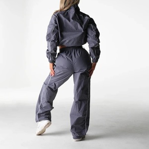 Customize Outdoor <b>Running</b> Waterproof Windbreaker Women Fitness <b>Reflective</b> Piping Stripe Stand-up Cropped <b>Jackets</b> - Product Image 2