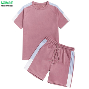 Ensemble de shorts décontractés pour homme, vert uni, col rond, respirant, séchage rapide, vêtements de sport, 100% coton, tenue d'été - Product Image 4