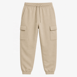 Pantalones Deportivos Cargo Beige para Hombre, Cintura Elástica con Cordón, Estilo Casual, Múltiples Bolsillos, Peso Medio, Estilo Otoñal 2027 - Product Image 1