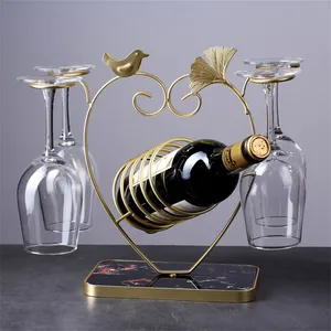 Porte-vin élégant en métal en forme de cœur avec motif d'oiseau et de feuille, style farmhouse, imperméable, capacité de 5 L, pour la décoration du bar ou de la cuisine - Product Image 4