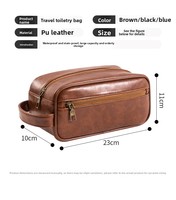 Sac de voyage personnalisé en cuir PU imperméable avec fermeture éclair, poignée souple, capacité moyenne, pour cosmétiques, portable pour homme