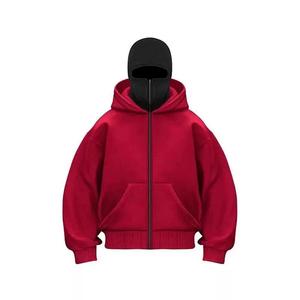 Sudadera con capucha tipo balaclava Ninja personalizada de 450 g/m² para hombre, al por mayor, estilo urbano, de algodón liso, con cremallera completa - Product Image 4
